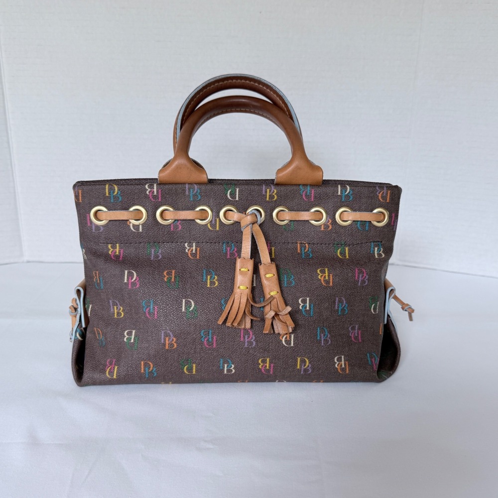Dooney & Bourke Tote Bag Women Medium Brown Rainbow Monogram Tassel